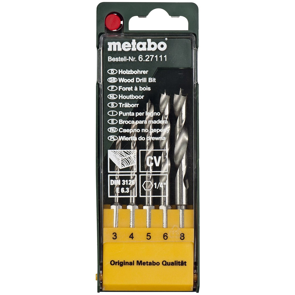Увеличенная фотография Набор сверл Metabo по дереву 5 штук